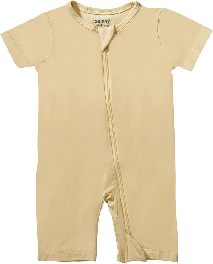 GUISBY Baby Rayon of Bamboo Short Sleeve Footless Zipper Romper 2 Pack | Soft by GUISBY