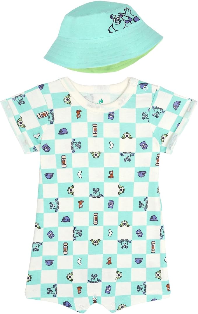 Disney Baby Boys' 2-Piece Romper and Bucket Hat Set Newborn to Infant by Disney