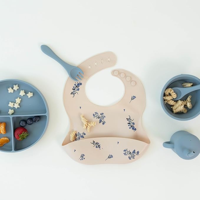 Kaya Silicone Baby Bib Pack of 2, BPA-Free Waterproof Food Catcher, Adjustable - Image 3