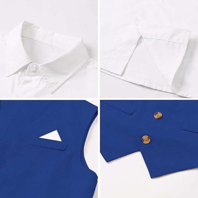 SANGTREE Boys Cotton Linen Suit Formal Set Baby Clothes Boy Gentleman Wedding Ring Bearer Outfits, 3 Months - 9 Years
