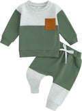 Toddler Baby Boy Fall Clothes Waffle Contrast Color Sweatshirt Pants Sets Infant Winter Outfits 6 12 18 24 Months