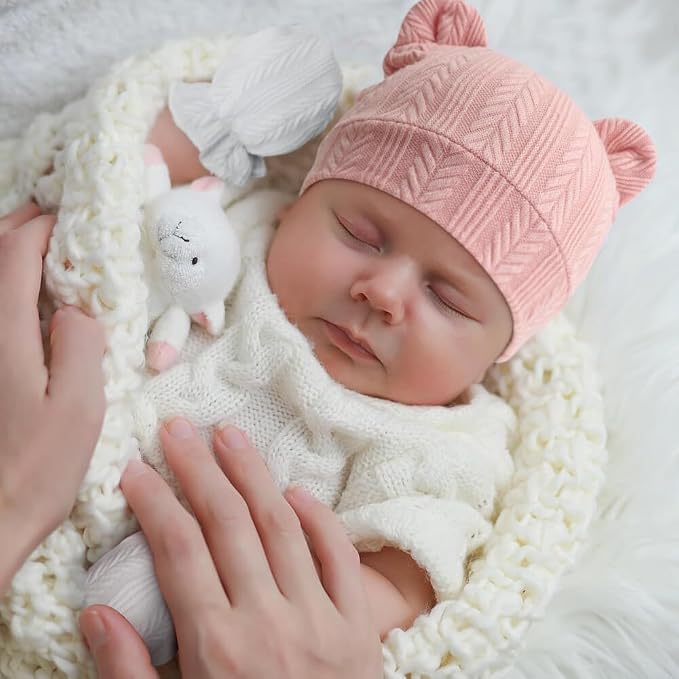 BQUBO Newborn Baby Hats Bear Ears and Mittens Sets Preemie Caps Baby Boy Girl - Image 2