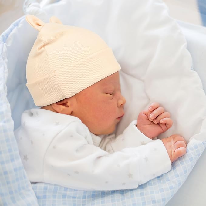 DRESHOW BQUBO 4 Pieces Baby Beanie Newborn Toddler Soft Cute Knit Hat Hospital - Image 3