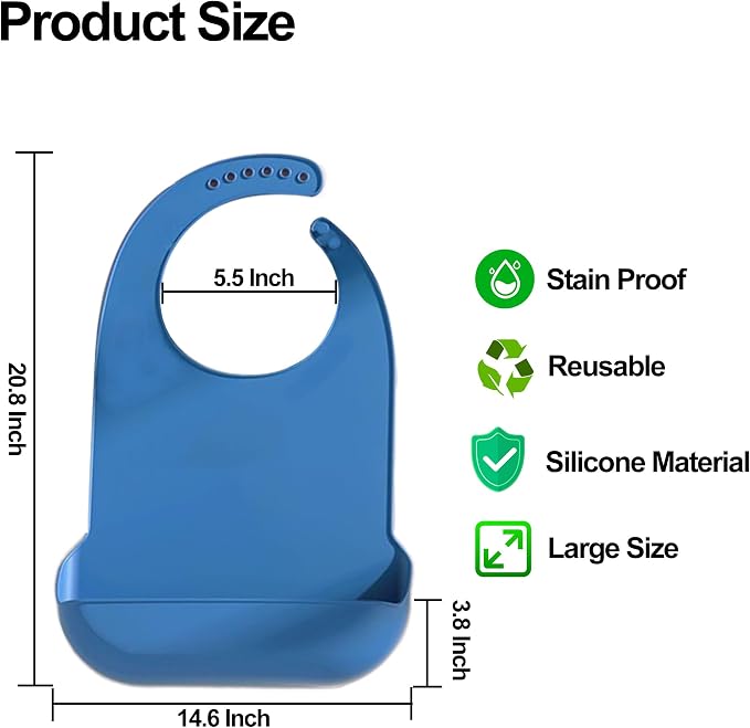 Silicone Adult Bib, Washable and Adjustable Bib - Image 3