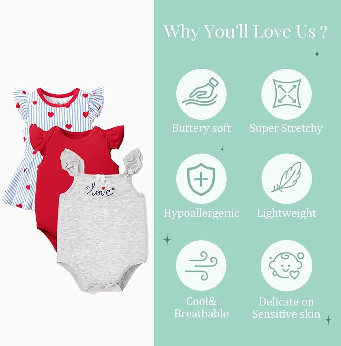 PATPAT Baby Girl Bamboo Viscose Bodysuits Set - Image 3