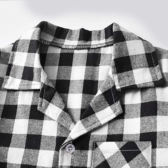 Schbbbta Kids Pajamas Set, Plaid Button Down Pjs for Girls & Boys, 9 Months - 14 Years
