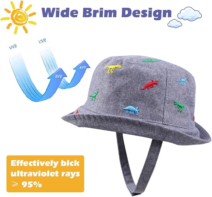 JANGANNSA Dinosaur Baby Boys Sun Hat Cotton Toddler Girls Bucket Hats Summer - Image 5