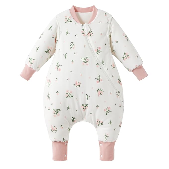 Duomiaomiao 3.5 TOG Toddler Sleep Sack 12-24 Months 100% Cotton Winter Side Open Zipper Baby Sleep Sack with Feet, Warm Toddler Wearable Blanket