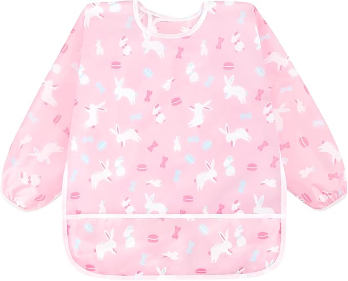 Accmor 4 Pack Long Sleeve Bibs, Baby Smock Waterproof Full Sleeved Bib - Image 9
