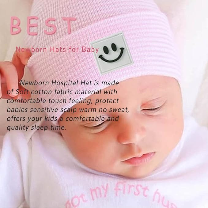 Newborn Baby Hat Infant Caps Baby Boy Girl Toddler Hospital Hats Bow Double - Image 2