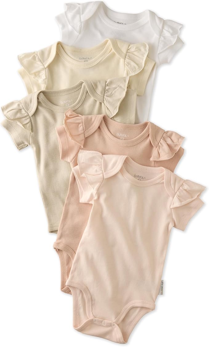 Butterblu Rory 10-Pack Short Sleeve Ruffle Bodysuits 100% Cotton | GOTS by Butterblu