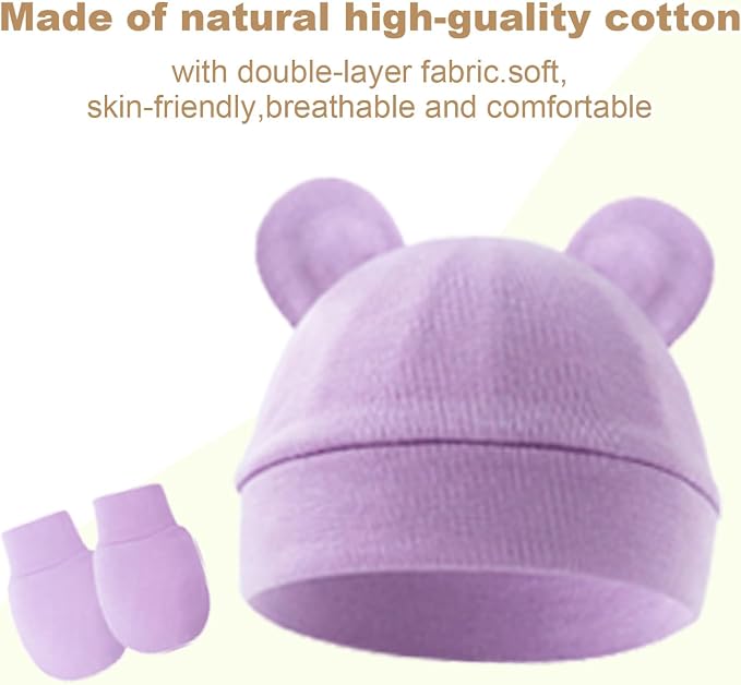 Newborn Baby Hat and Mittens Set, Infant Beanie Caps Newborn Essentials Must - Image 7