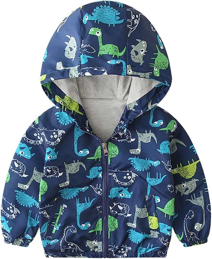 FYMNSI Toddler Baby Boys Girls Hooded Jacket Windbreaker Lightweight Dinosaur by FYMNSI