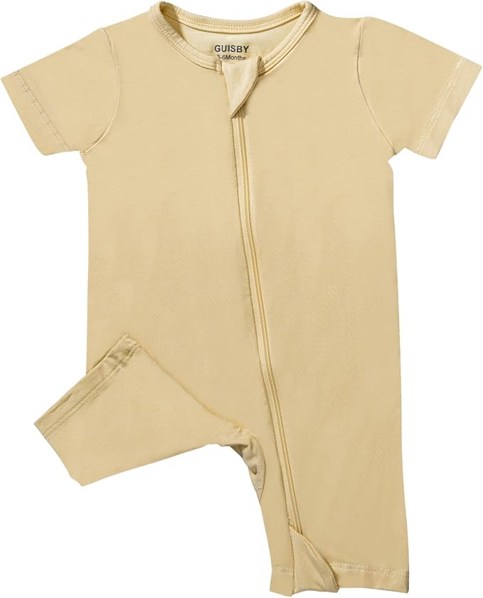 GUISBY Baby Rayon of Bamboo Short Sleeve Footless Zipper Romper 2 Pack | Soft - Image 2