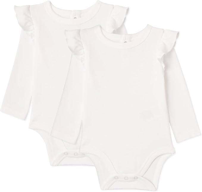 Amazon Essentials Baby Girls' Long-Sleeved Ruffle Bodysuits by AmazonEssentials