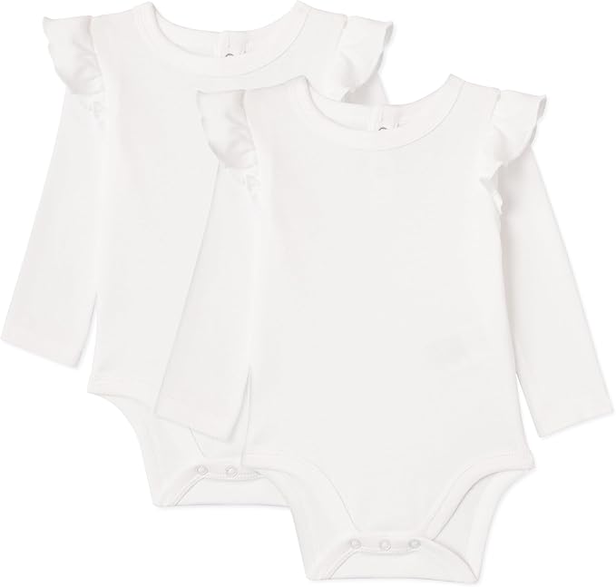 Amazon Essentials Baby Girls' Long-Sleeved Ruffle Bodysuits by AmazonEssentials