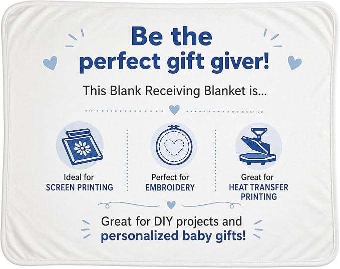 Blank Receiving Blanket for Babies, Customizable Baby Blanket for Embroidery - Image 6