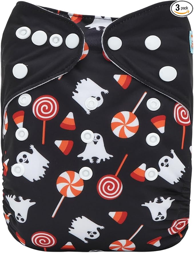 ALVABABY Halloween Baby Cloth Diapers One Size Adjustable Washable Reusable for Baby Girls and Boys 1 Pack with 2 Inserts AMD132-2TA