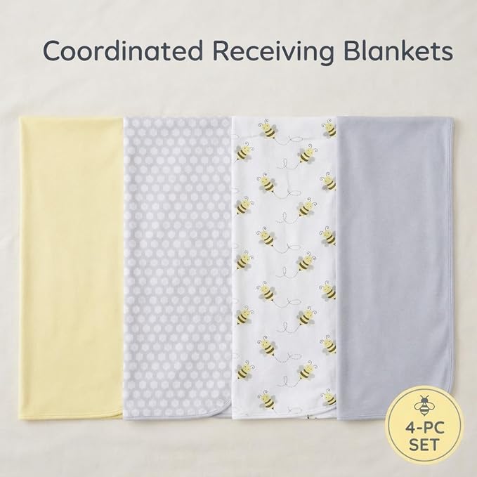 EVERYDAY KIDS 4 Pack of Soft Flannel Receiving Baby Blanket Set - Image 8