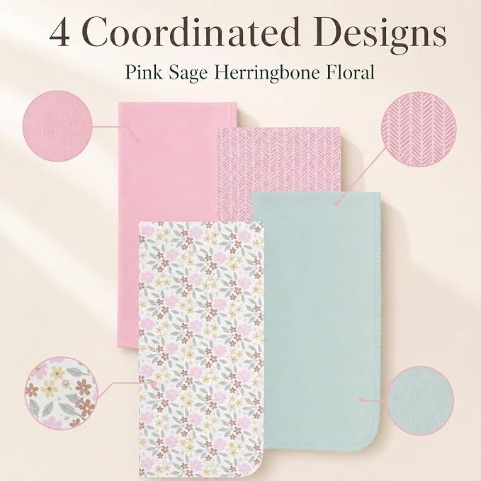 EVERYDAY KIDS 4 Pack of Soft Flannel Receiving Baby Blanket Set - Image 4