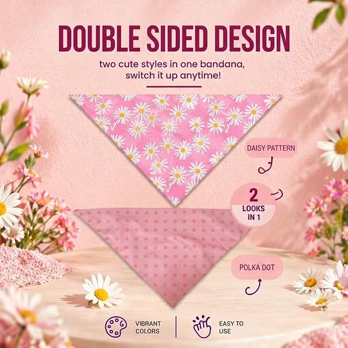 Spring Dog Bandana, Summer Dog Bandanas Boy Girl, Daisy Dog Scarf - Image 3