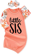 AMAWMW Newborn Baby Girl Little Sister Sleeper Gown Stripe Long Sleeve by AMAWMW