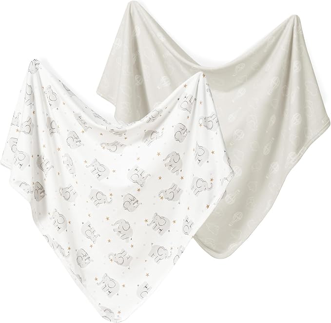 david's kids 2 Pack Baby Cotton Swaddle Blankets, 100% Cotton and Ultra Soft by davidskids