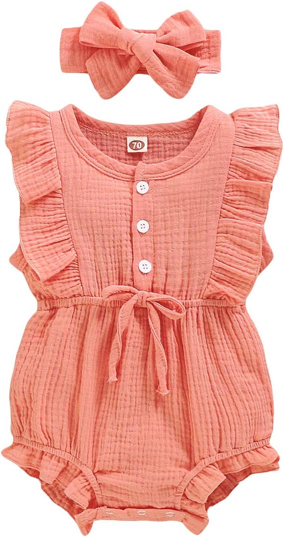 YOUNGER TREE Toddler Baby Girl Ruffled Sleeveless Romper Casual Summer Jumpsuit by YOUNGERTREE