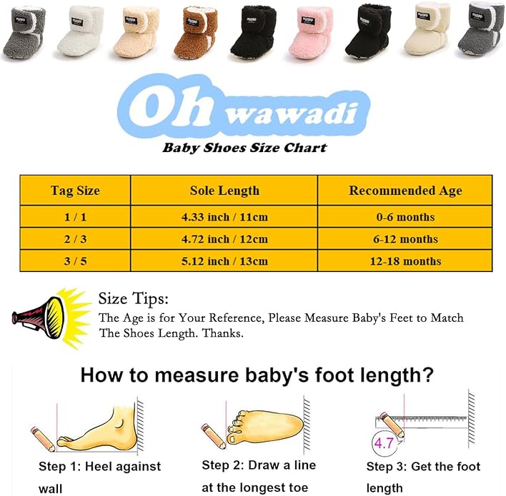 Ohwawadi Infant Baby Boots Boys Girls Cozy Fleece Slippers Snow Boots Winter - Image 6