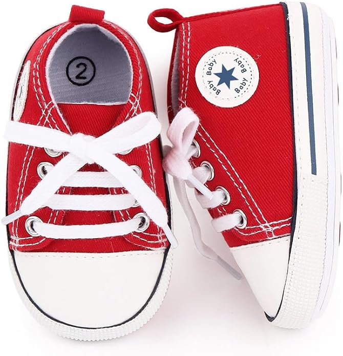 Unisex Baby Girls Boys Canvas High-top Shoes, Newborn Infant Anti-Slip Soft - Image 3
