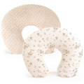 Konssy 2 Pack Nursing Pillow Covers, Soft and Comfortable Nursing Cover for Breastfeeding Pillows, Pillow Slipcover for Baby Girls Boys Newborn(Brown, Blossom)