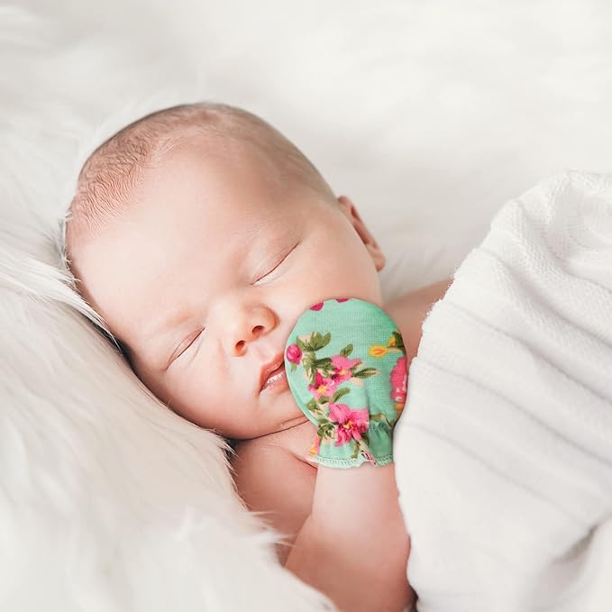BQUBO Newborn Infant Toddler Mittens No Scratch Cotton Elastic Wrist Gloves - Image 6