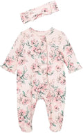 Little Me Clothes for Baby Girls 100% Cotton 2Pc Zipper Closure Footie and by LittleMeChildrensApparel