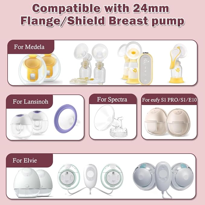 Flange Insert 15/17/19/21mm 8pcs Compatible with Momcozy M5/M9/M6/S12 Pro/V1 Pro/V2 Pro,for Spectra/Medela/MomMed/eufy/Lansinoh/Elvie Breast Pump, Fit for 24mm Flange/Shield of Most Pumps