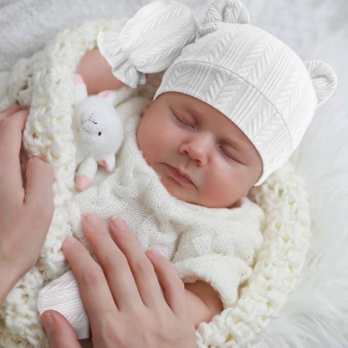 Newborn Baby Hat and Mittens Set Bear Ears Toddler Infant Beanie Caps Newborn - Image 5