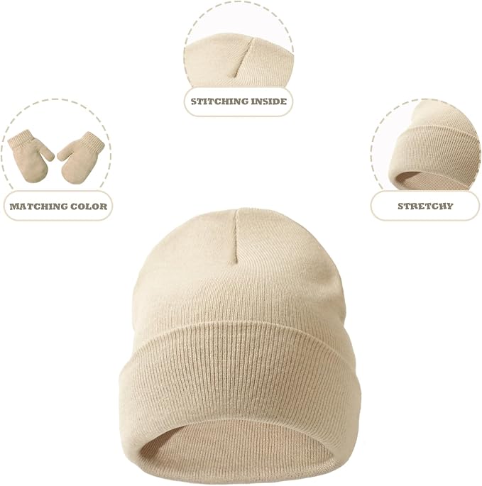 Baby Hats and Mittens Set Infant Toddler Beanie Cap Newborn Gloves - Image 3