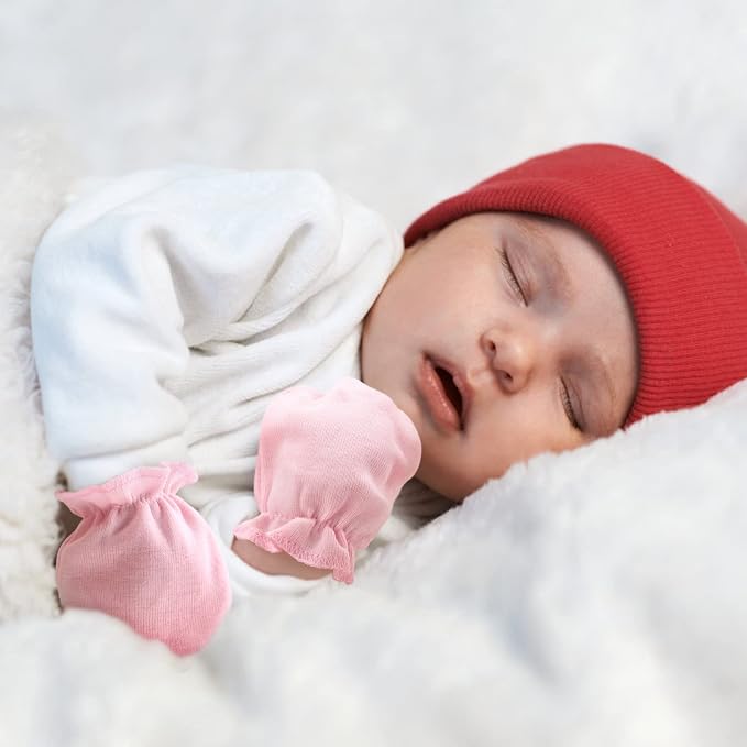 BQUBO Newborn Infant Toddler Mittens No Scratch Cotton Elastic Wrist Gloves - Image 5