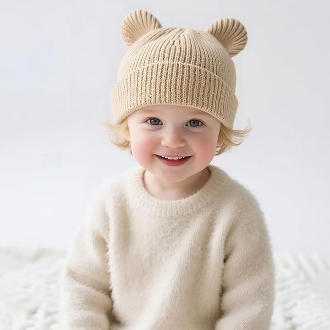 Hadetoto Cotton Baby Beanie Winter Knitted Hat - Image 3