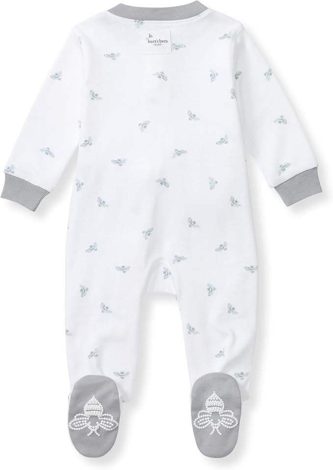 Burt's Bees Baby Boys' Organic Cotton, Sleep and Play Footed Pajamas | Easy zip - Image 2
