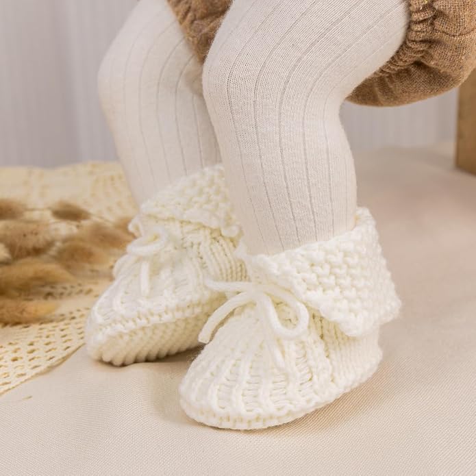 Meckior Baby Booties Newborn First Walkers Cozy Shoes Warm Hand Crochet Knit - Image 4