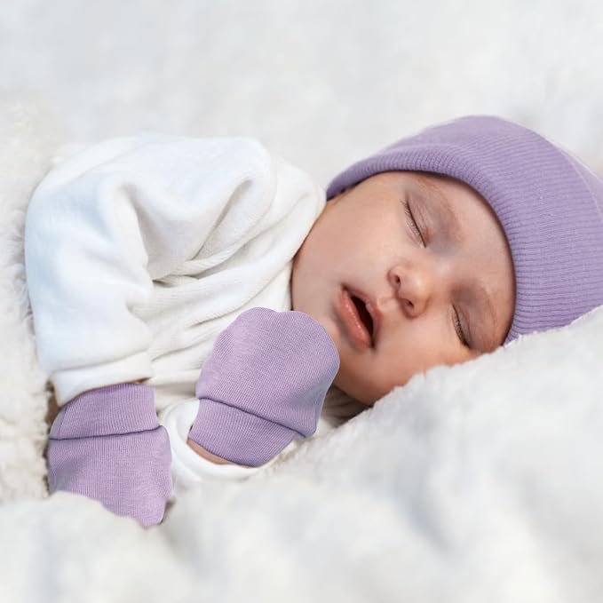 AQOKKA Newborn Baby Mittens No Scratch Cotton Elastic Wrist Gloves Infant - Image 4