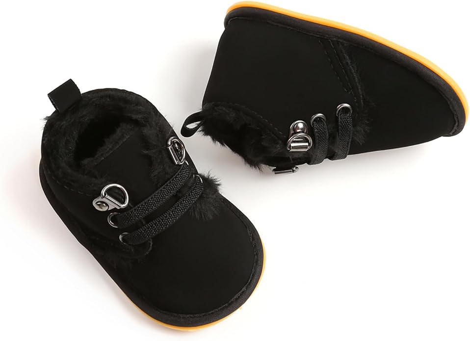 Baby Boys Girls Booties Fleece Anti-Slip Soft Sole Boots Toddler First Walker - Image 9