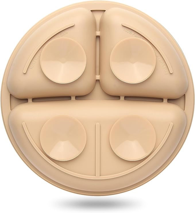 Suction Plates for Baby 3 pack, Stay Put Divided Toddler Plates, 100% Food Grade Silicone Baby Plates, BPA Free, Baby Feeding Supplies, Microwave & Dishwasher Safe