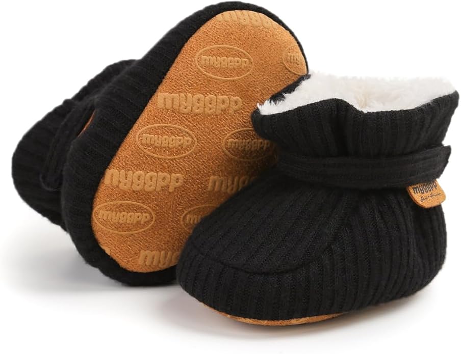 Infant Baby Boys Girls Cozy Fleece Booties Stay on Slippers Non Slip Soft - Image 3