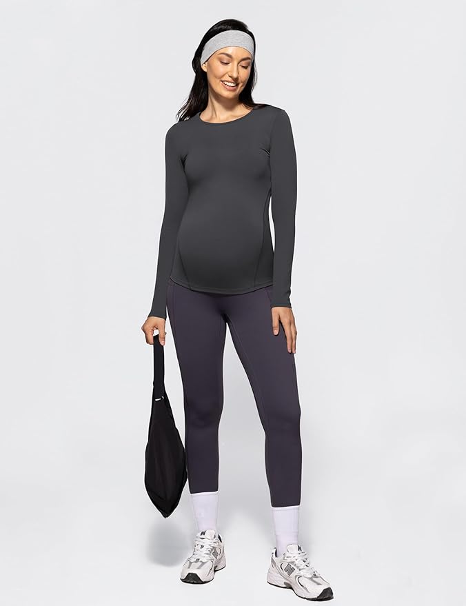POSHDIVAH Women's Maternity Long Sleeve T Shirts Scoop Neck Pregnancy Tee Top Mama Clothes