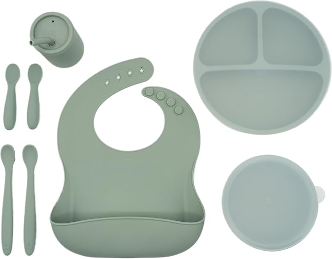 WeeSprout Baby Led Weaning Bundle, Silicone Suction Bowl, Bib & Cup, Develops by WeeSprout