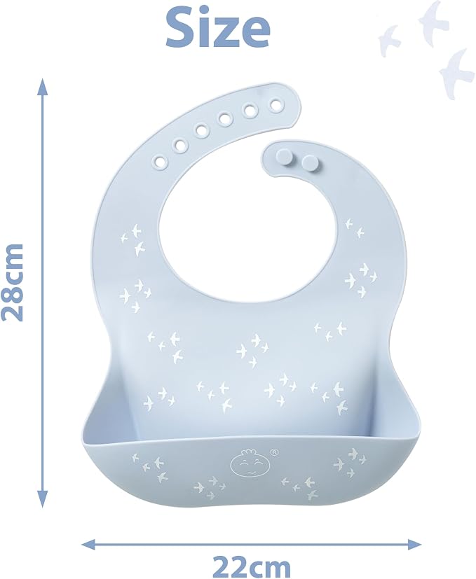 Little Dimsum Silicone Baby Feeding Bibs Easily Adjustable and Wipe Clean Soft - Image 6