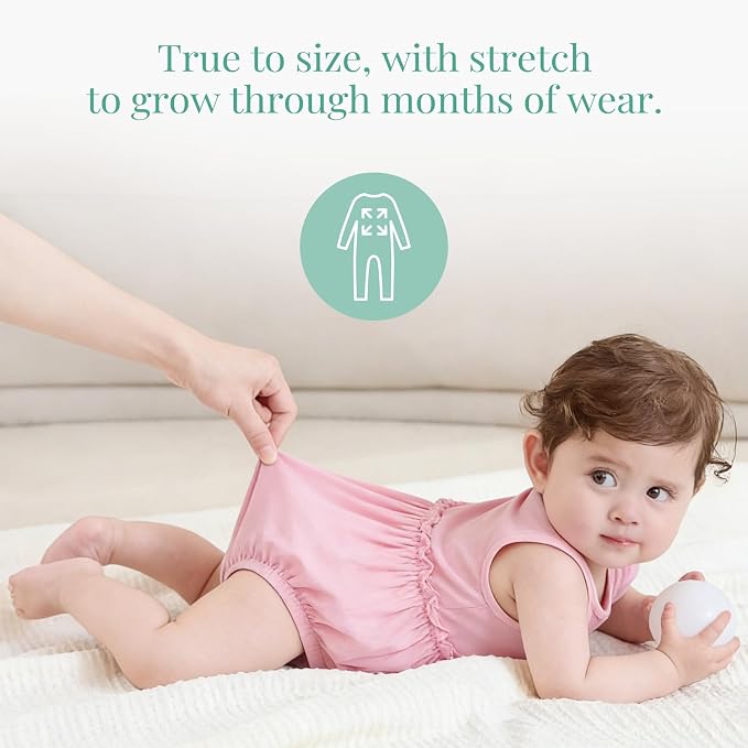 PATPAT Baby Girl Bamboo Viscose 2-Pack Romper & Dress | Color-Coded Snaps - Image 6