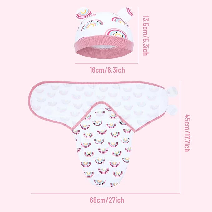 Dizila 2 Sets Adjustable Soft Cotton Blend Newborn Infant Baby Girl Receiving - Image 2