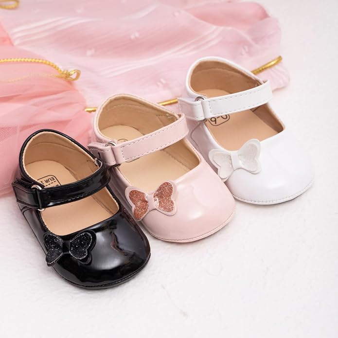Meckior Infant Baby Girls Soft Sole Bowknot Princess Wedding Dress Mary Jane - Image 3